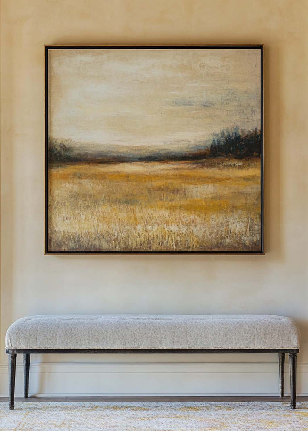 Golden Field Landscape Textured Framed Wall Art