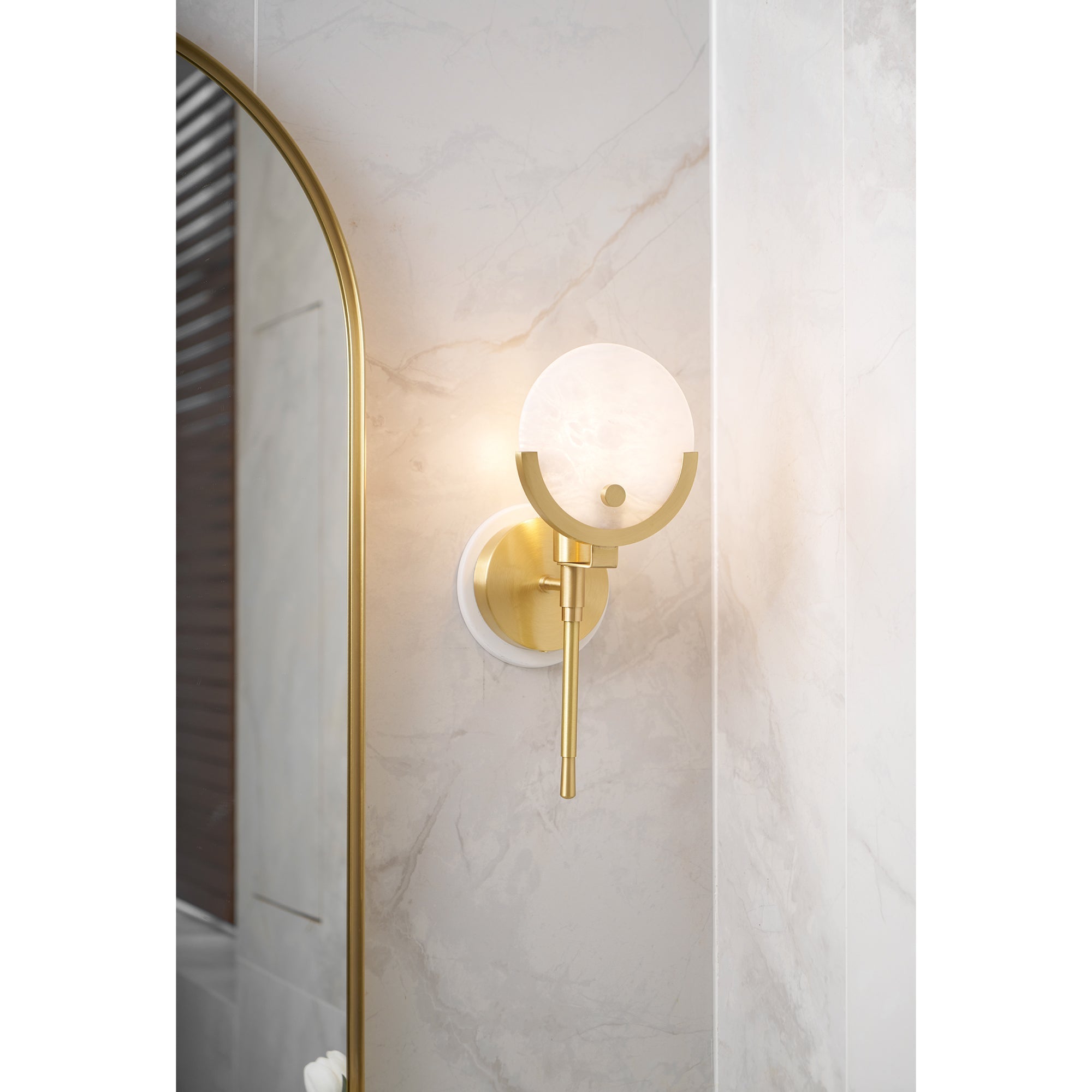 Ljomuvyo Modern Minimalist Brass Alabaster Sconce Wall Lamp - Neutralighting