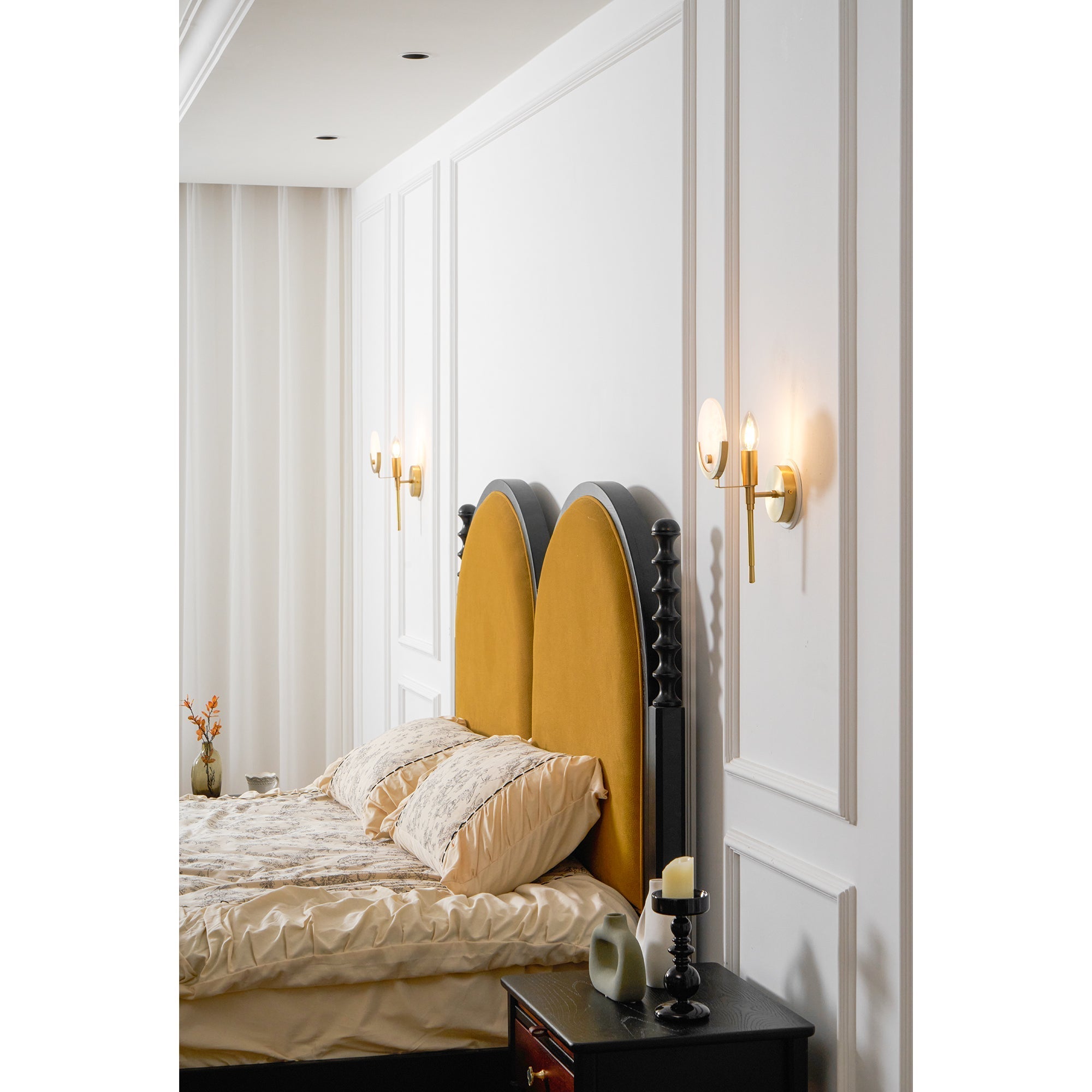 Ljomuvyo Modern Minimalist Brass Alabaster Sconce Wall Lamp - Neutralighting