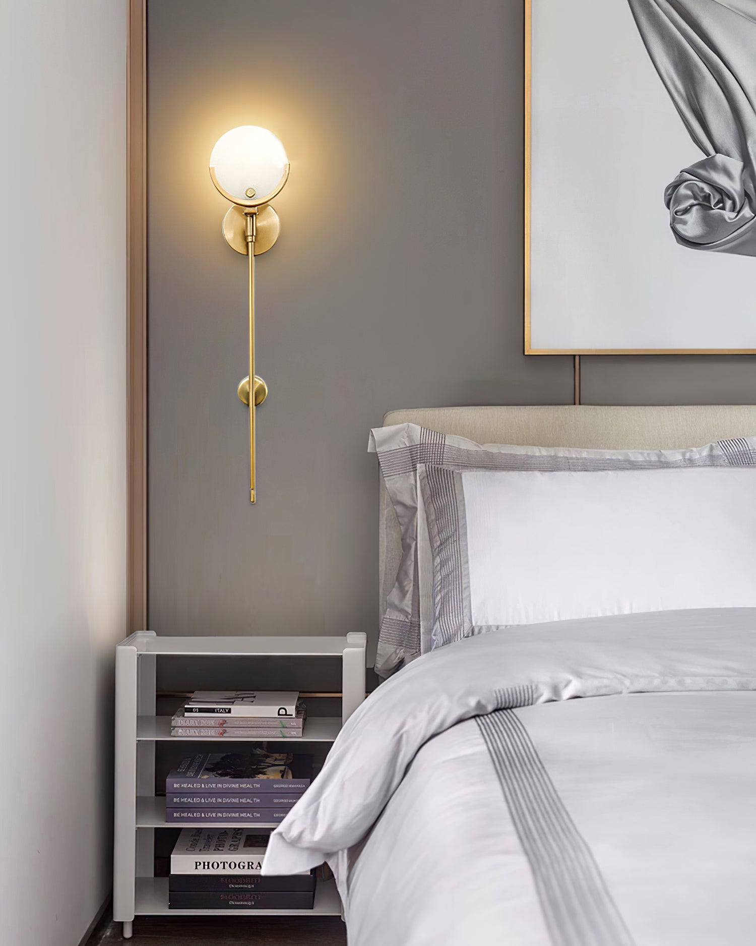 Ljomuvyo Modern Minimalist Brass Alabaster Sconce Wall Lamp - Neutralighting
