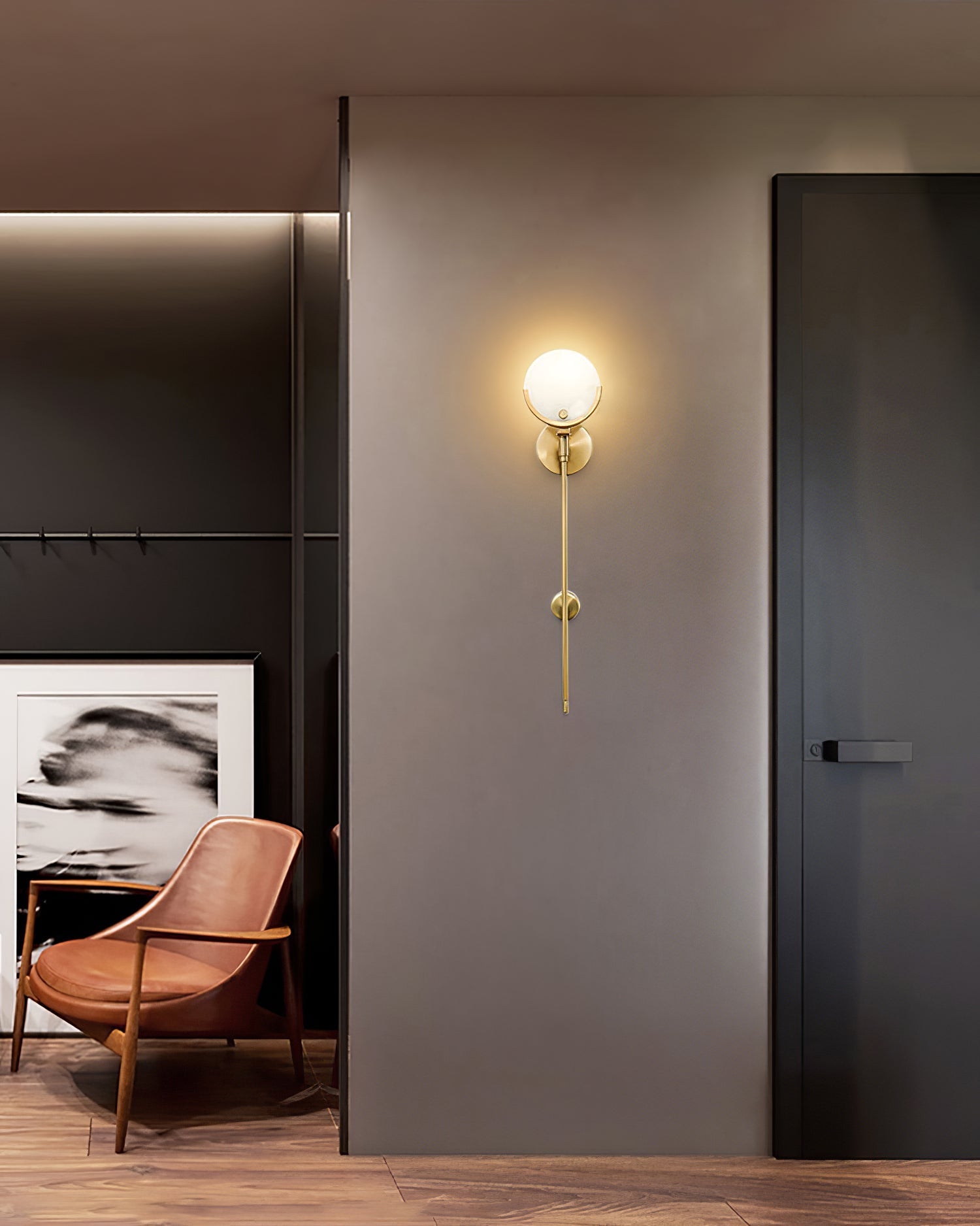 Ljomuvyo Modern Minimalist Brass Alabaster Sconce Wall Lamp - Neutralighting