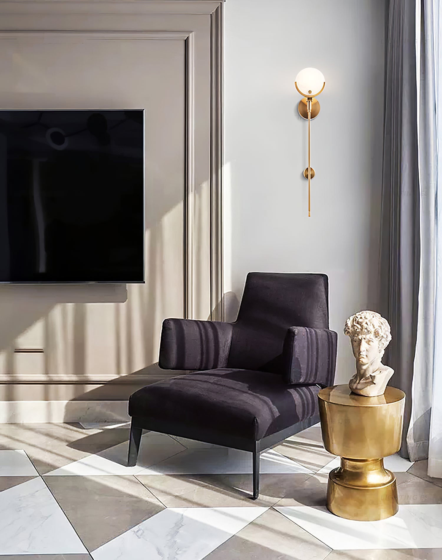 Ljomuvyo Modern Minimalist Brass Alabaster Sconce Wall Lamp - Neutralighting