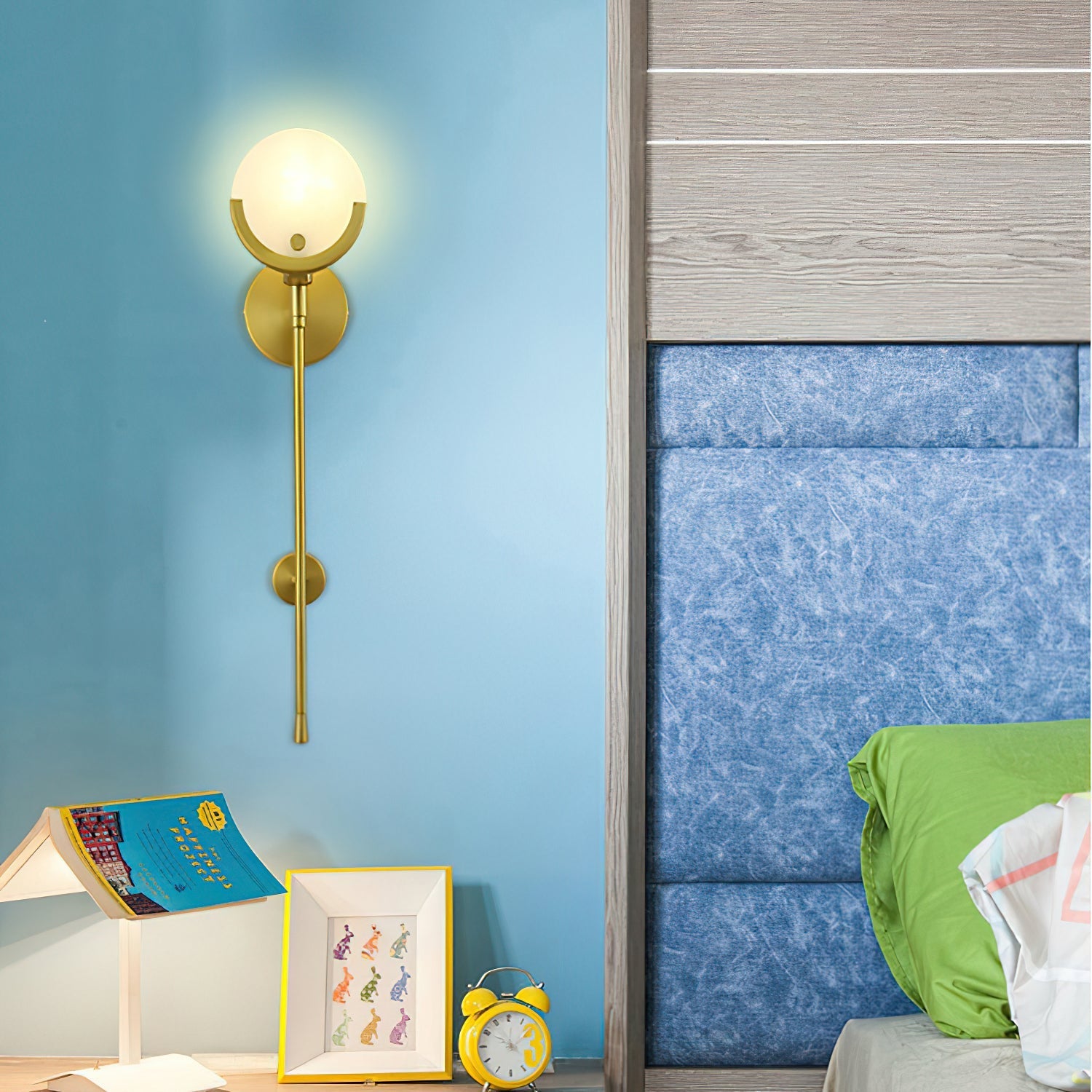 Ljomuvyo Modern Minimalist Brass Alabaster Sconce Wall Lamp - Neutralighting