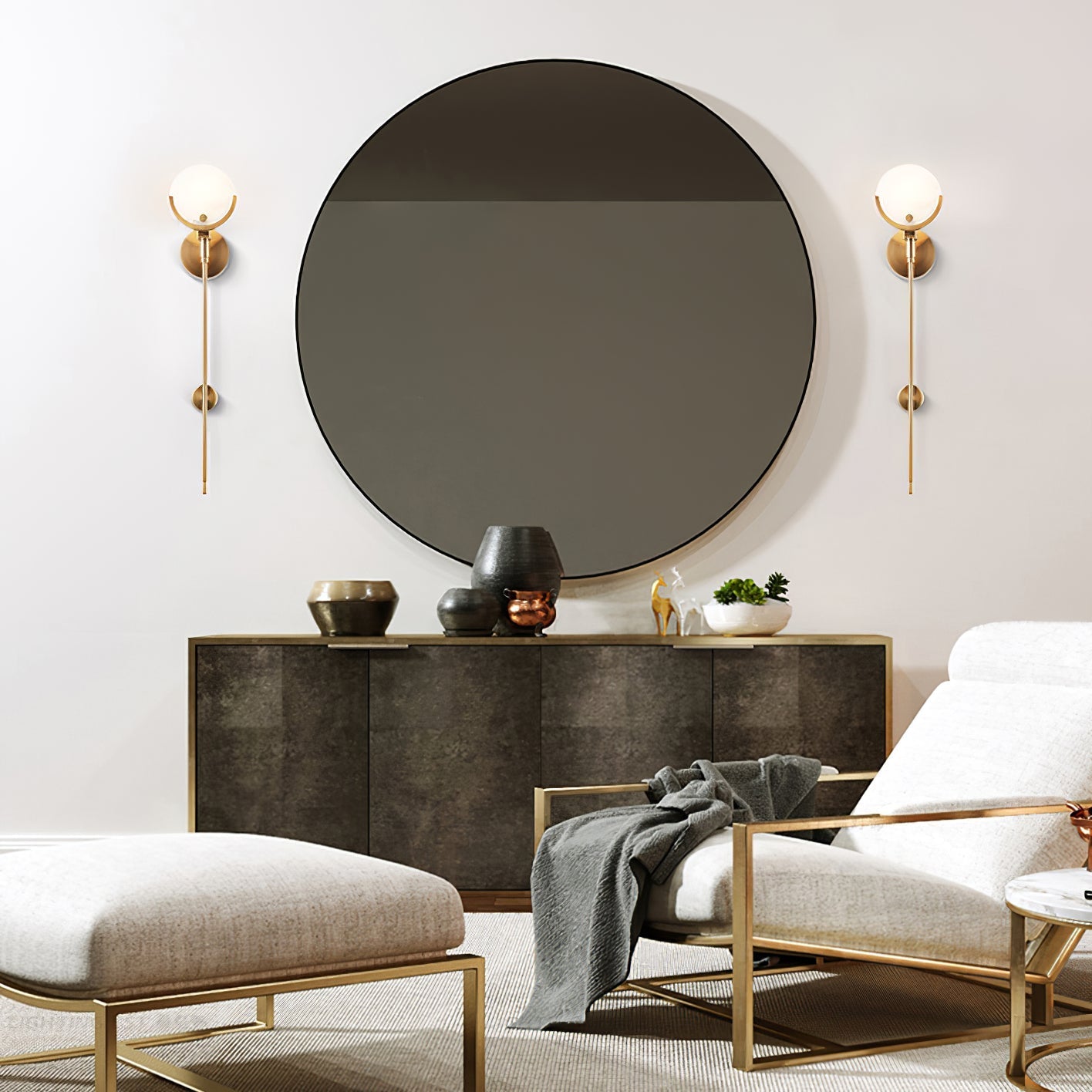 Bravi Brass Sconce Alabaster - Neutralighting
