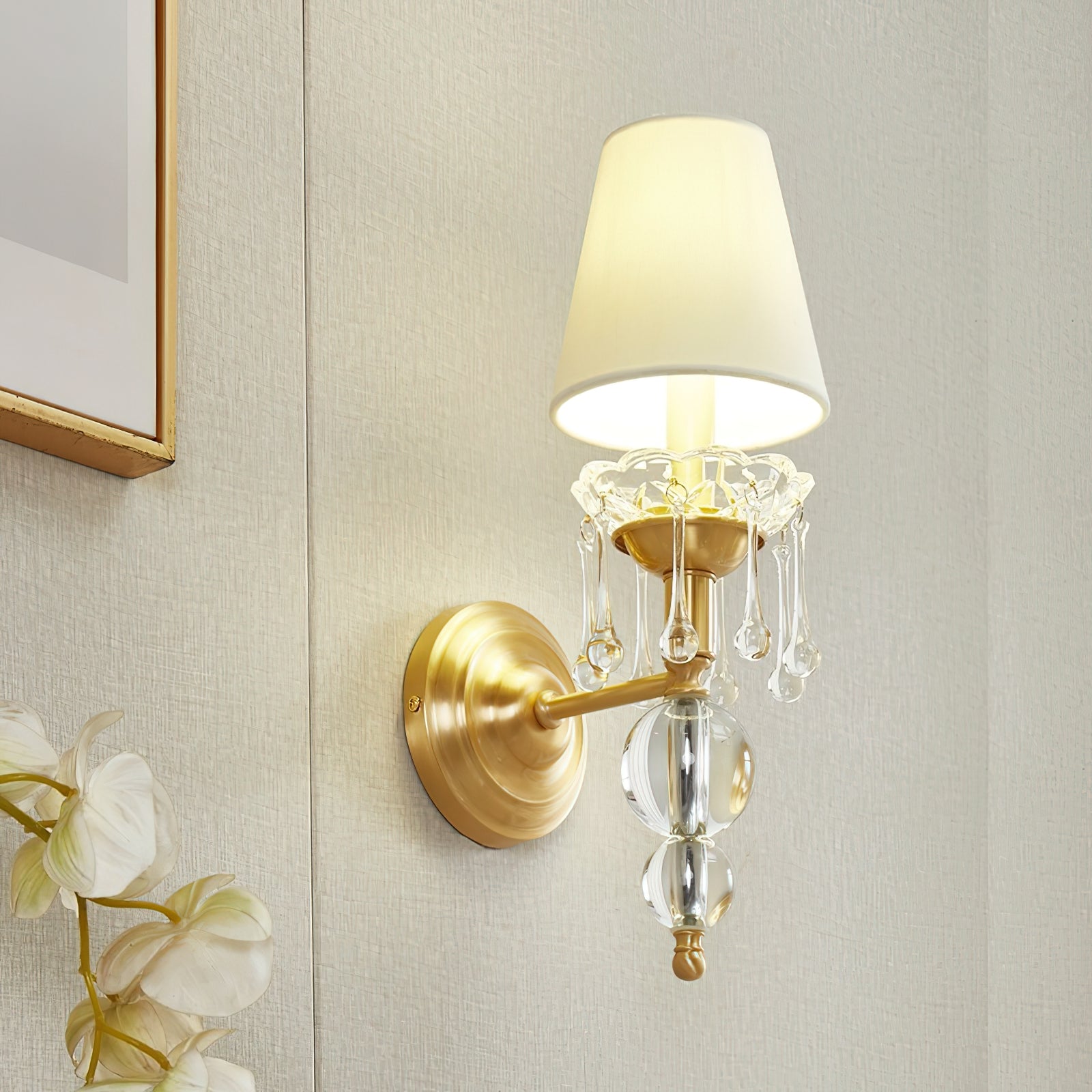 Qvistuvyh Postmodern Luxury Fabric Crystal Wall Lamp - Neutralighting