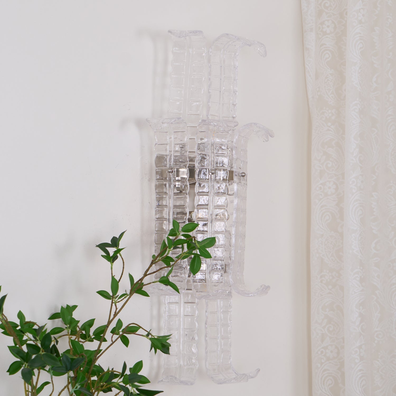 Aurora Wall Sconce Clear Murano Glass Panel Geometric