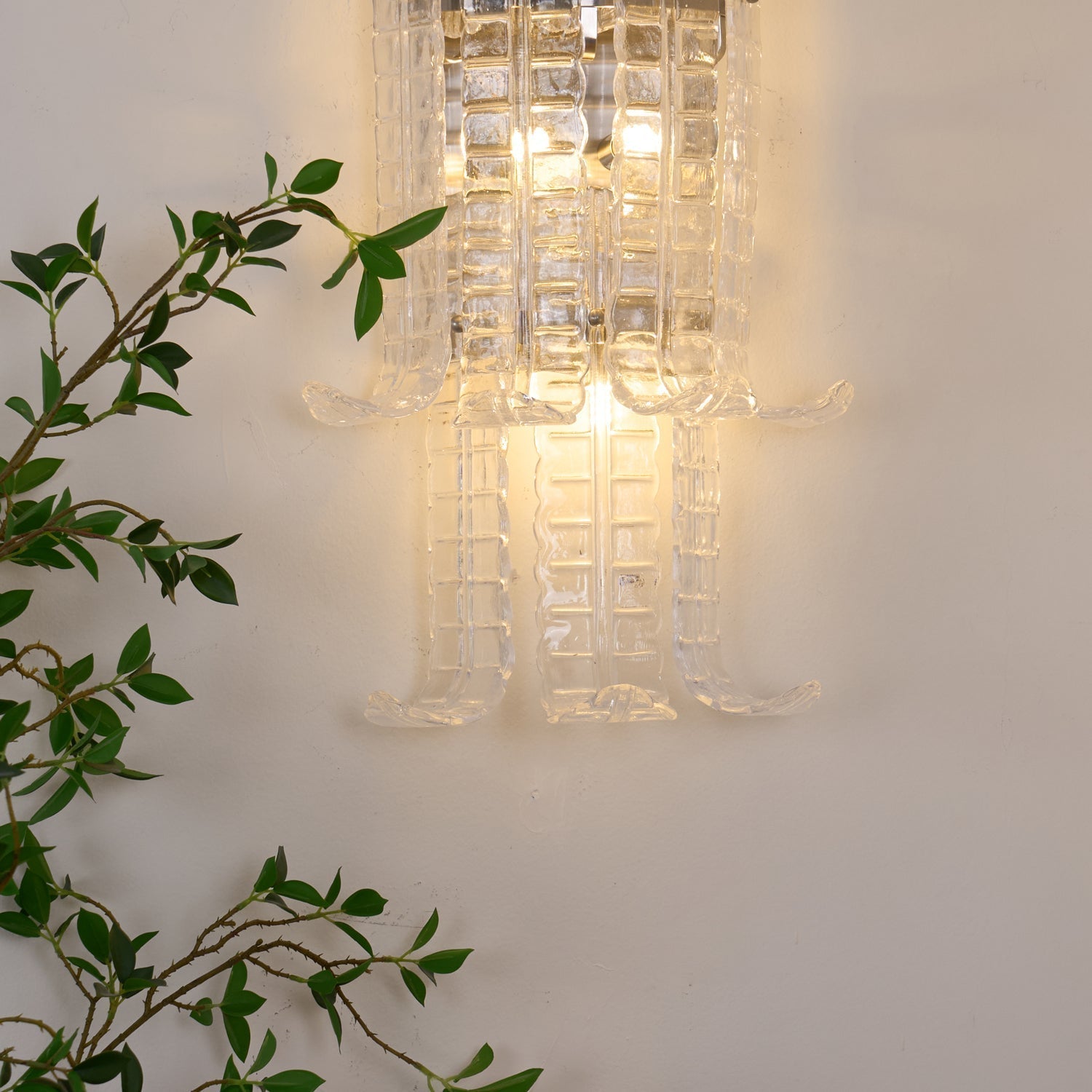 Aurora Wall Sconce Clear Murano Glass Panel Geometric