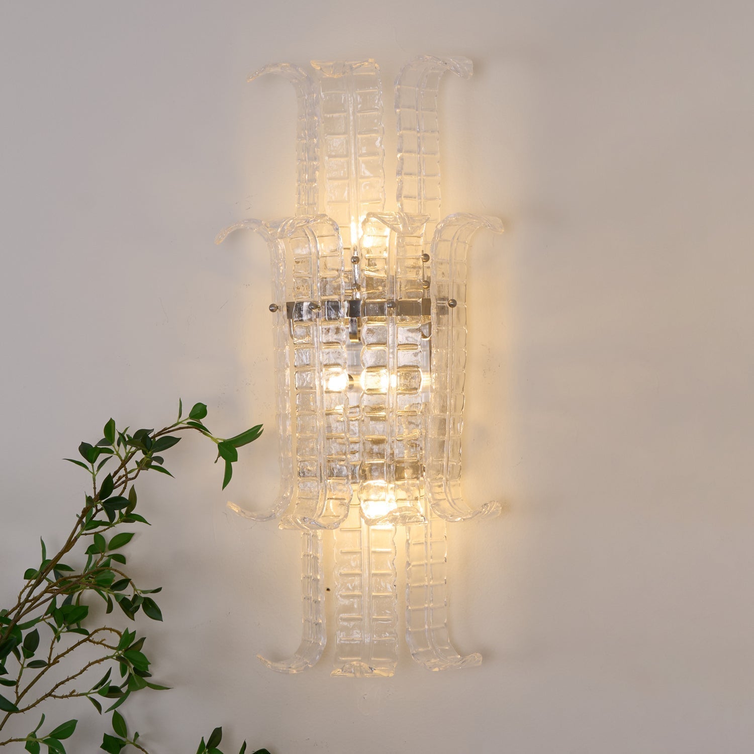 Aurora Wall Sconce Clear Murano Glass Panel Geometric
