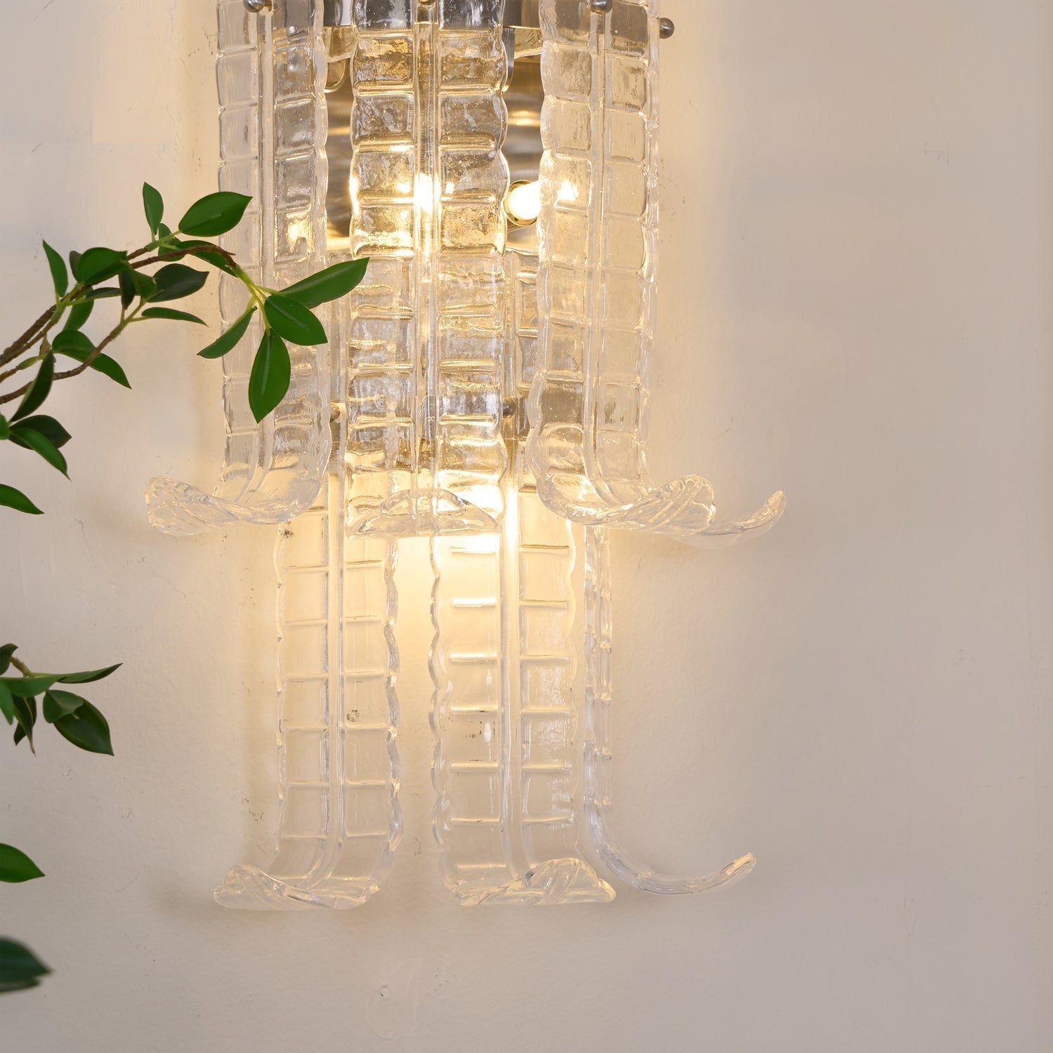Aurora Wall Sconce Clear Murano Glass Panel Geometric