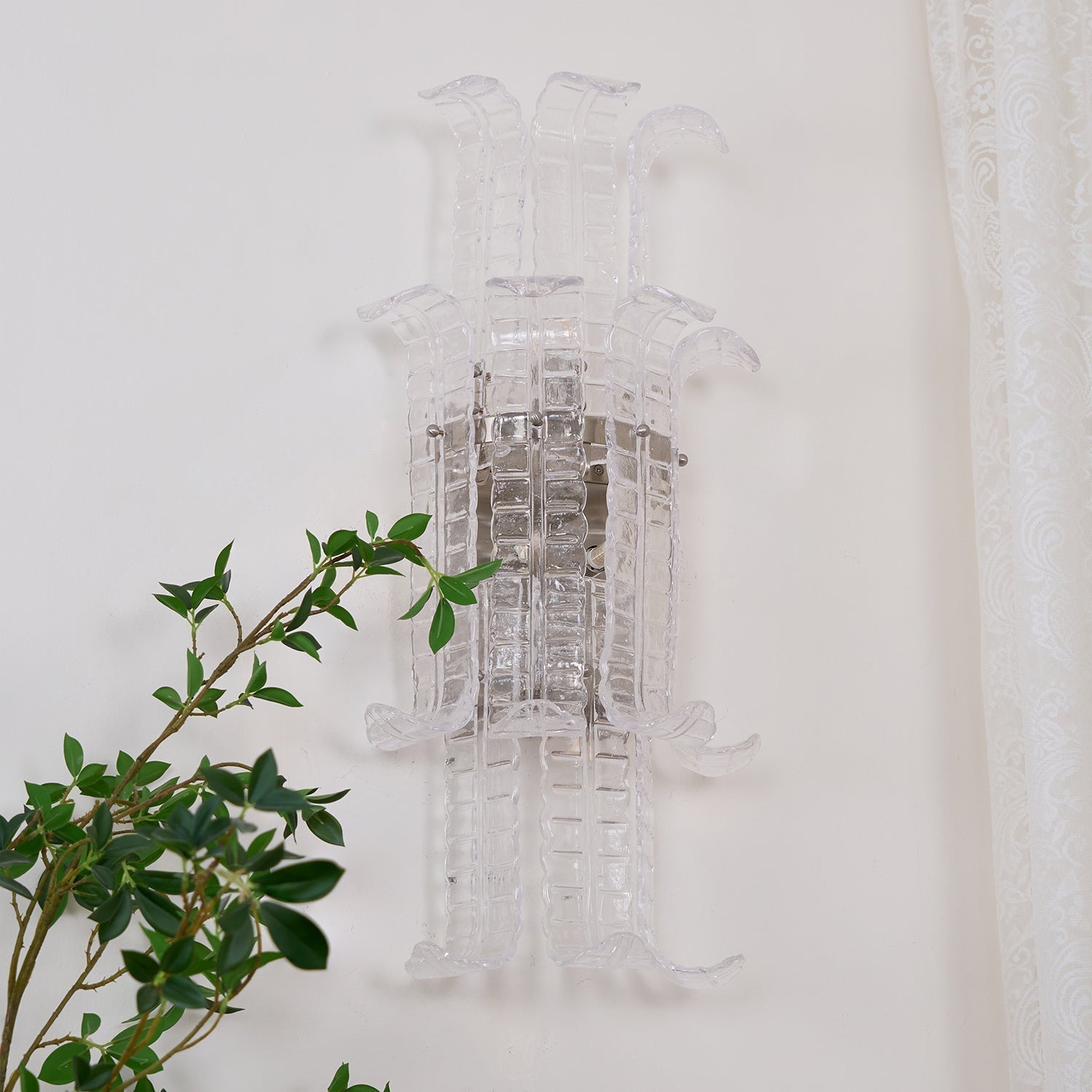 Aurora Wall Sconce Clear Murano Glass Panel Geometric
