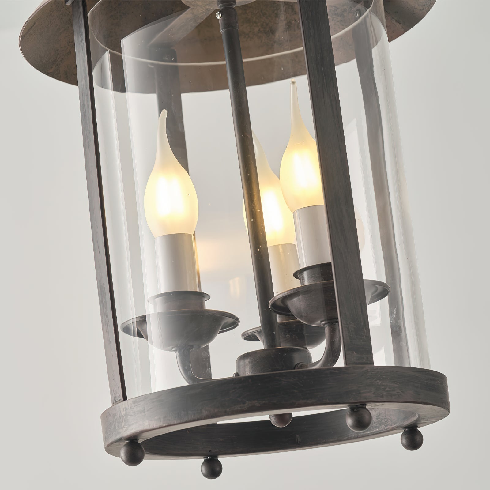 Tinduvyh Vintage Industrial Metal Glass Lantern Pendant Lamp - Neutralighting