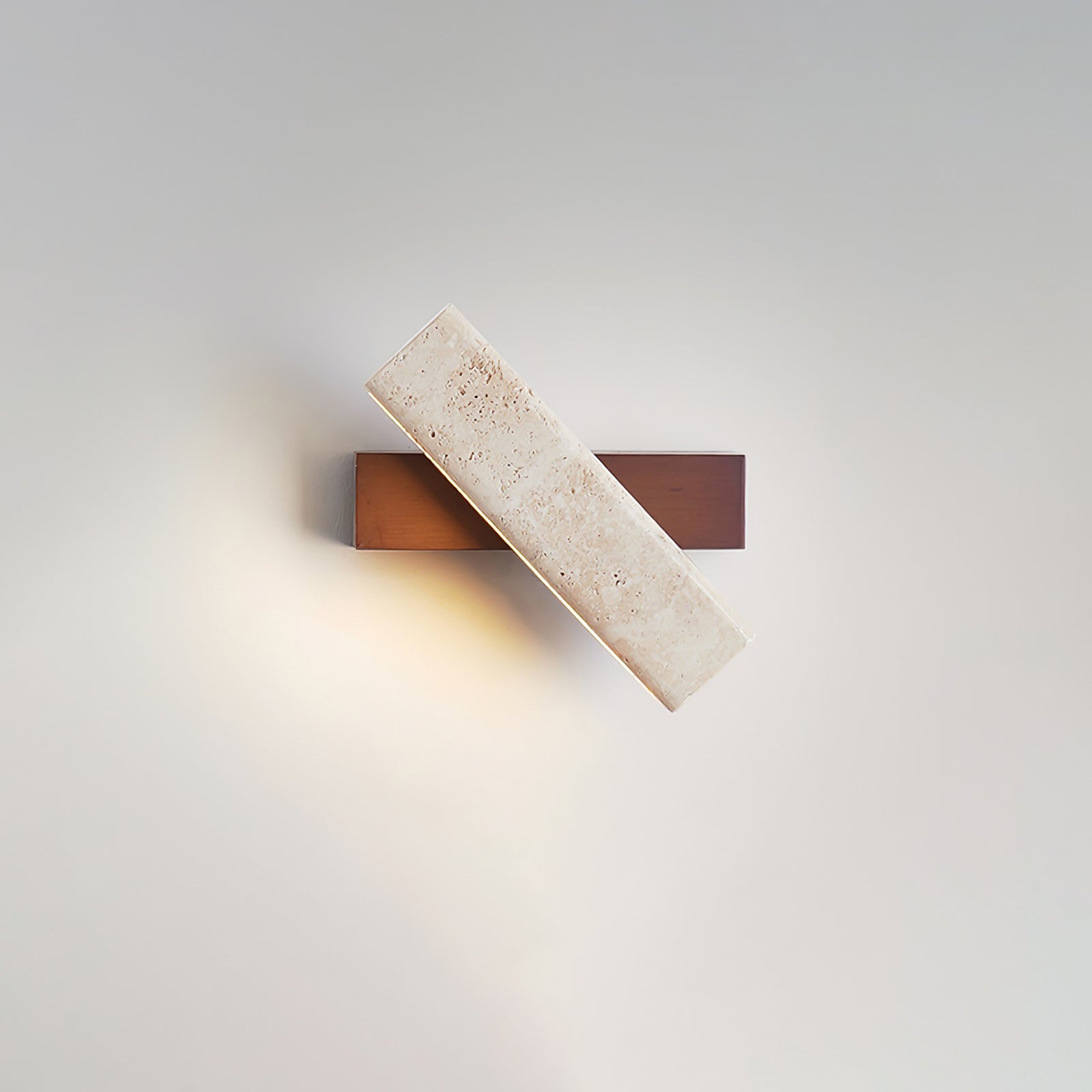 Ostruvyo Modern Minimalist Linear Walnut Travertine Wall Lamp - Neutralighting