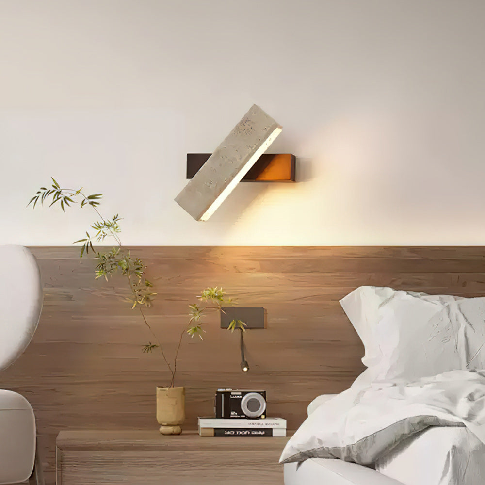 Ostruvyo Modern Minimalist Linear Walnut Travertine Wall Lamp - Neutralighting