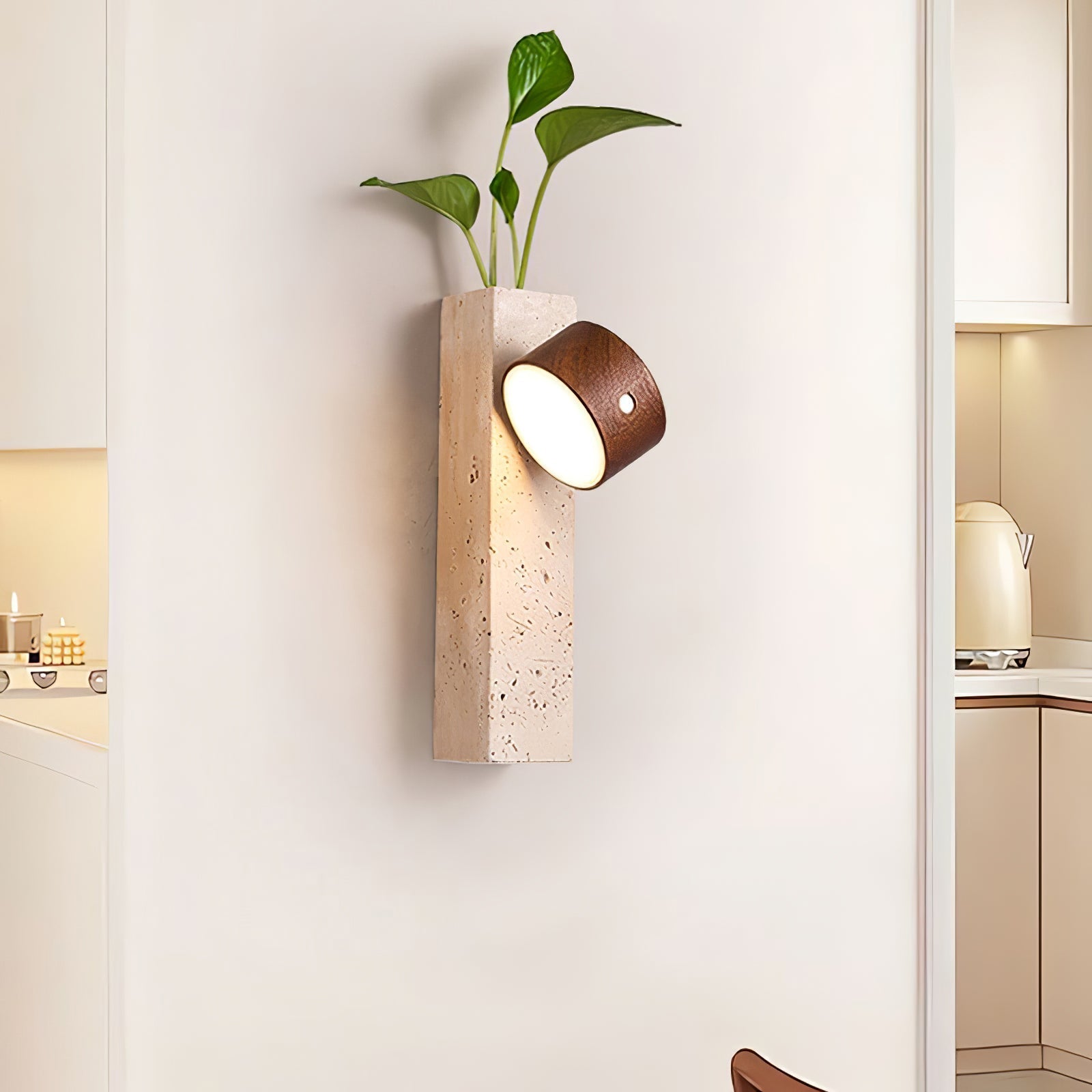 Zarinila Rectangular-Block Travertine Wall Light - Neutralighting