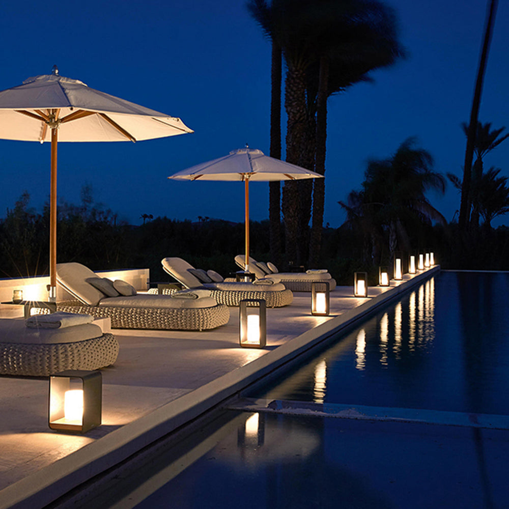 Ray Minimalist Cuboid Candle Solar Outdoor Floor Lamp Black - Neutralighting