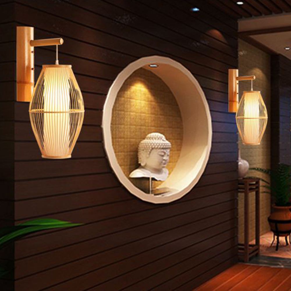 Ritta Wall Lamp Rustic, Muto Rattan Weaving LED, Hallway Wall Sconce - Neutralighting