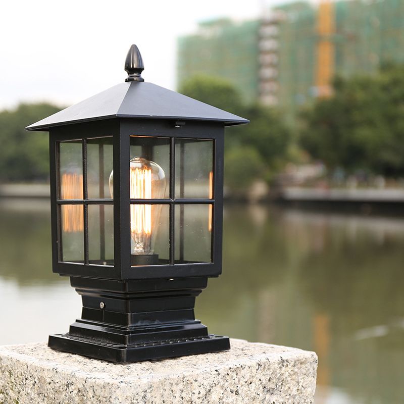 Etilo Modern Metal Glass Lantern LED Outdoor Light Post - Neutralighting