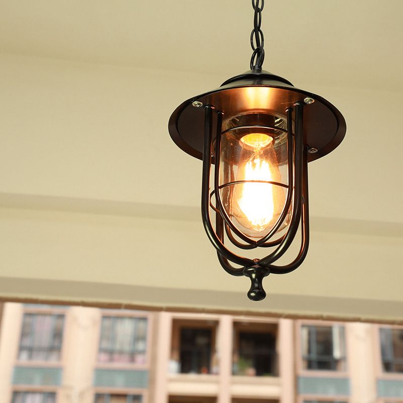Ray Retro Lantern Metal Pendant Light, Black/Bronze - Neutralighting