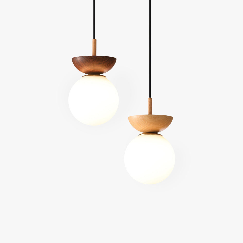 Valentina Nordic Japanese Glob LED Ceiling/Pendant Light Metal Glass Bedroom, Burlywood - Neutralighting