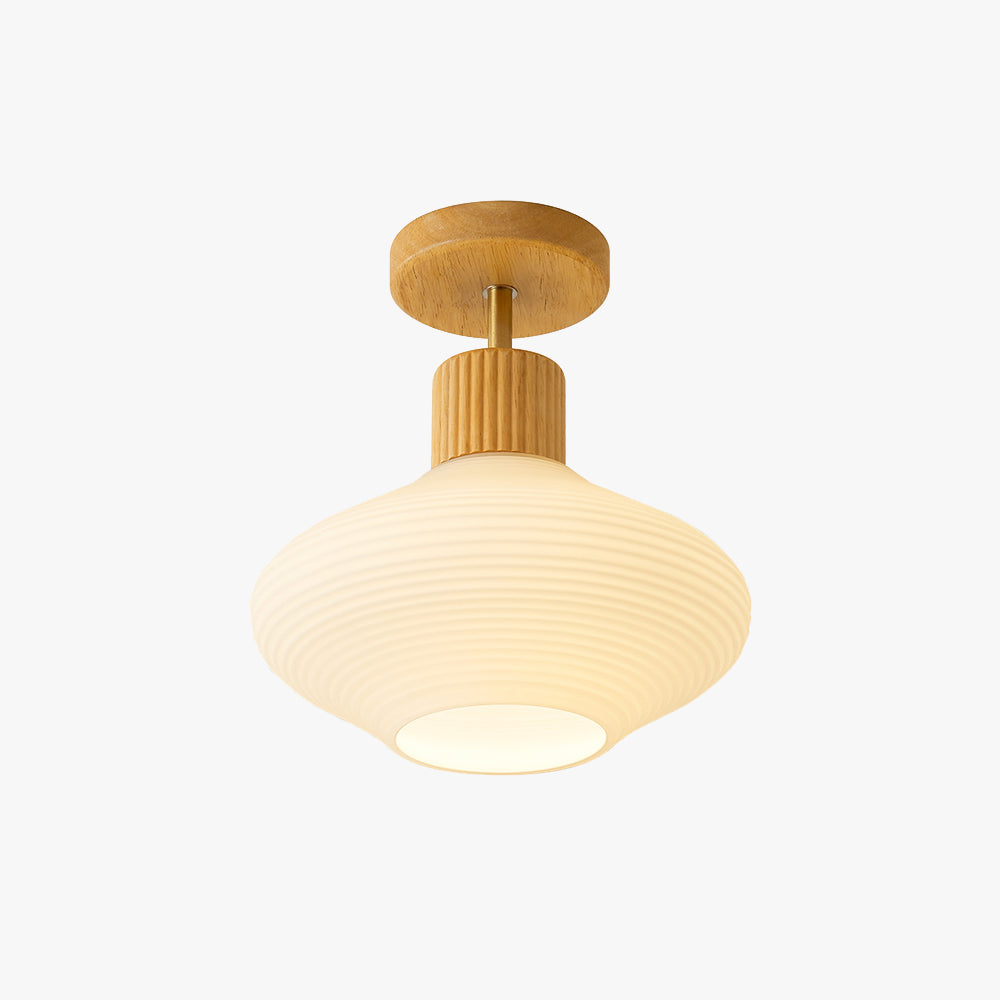 Arisha Minimalist Flush Mount Ceiling Light Wood/Walnut Hallway - Neutralighting