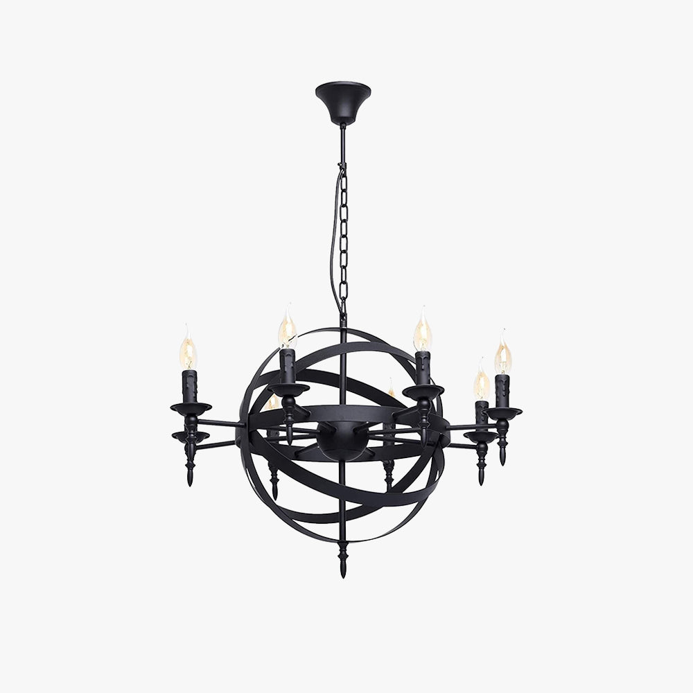 Silva Retro Candle LED Chandelier Metal Glass Black Dining Room - Neutralighting