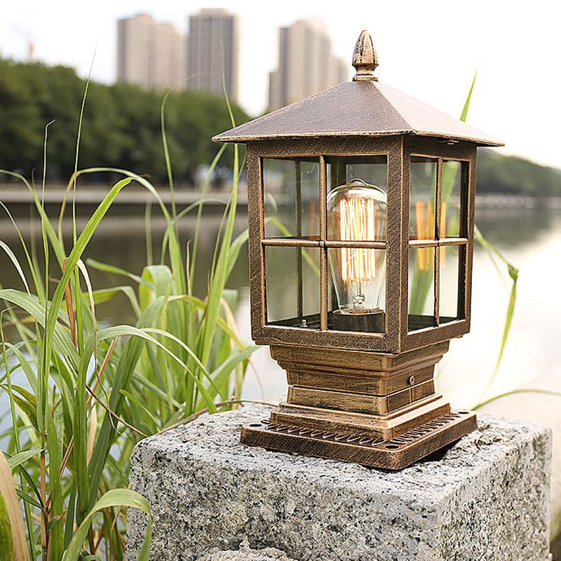Etilo Modern Metal Glass Lantern LED Outdoor Light Post - Neutralighting