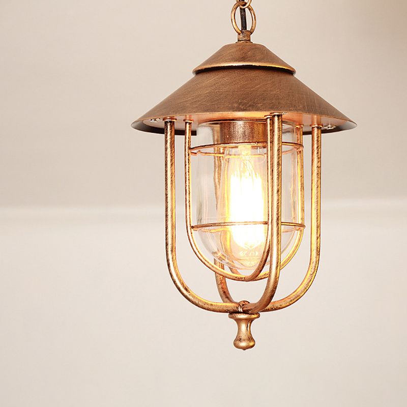 Ray Retro Lantern Metal Pendant Light, Black/Bronze - Neutralighting