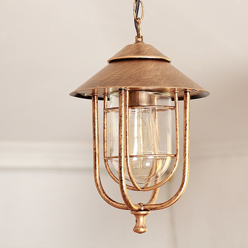 Ray Retro Lantern Metal Pendant Light, Black/Bronze - Neutralighting