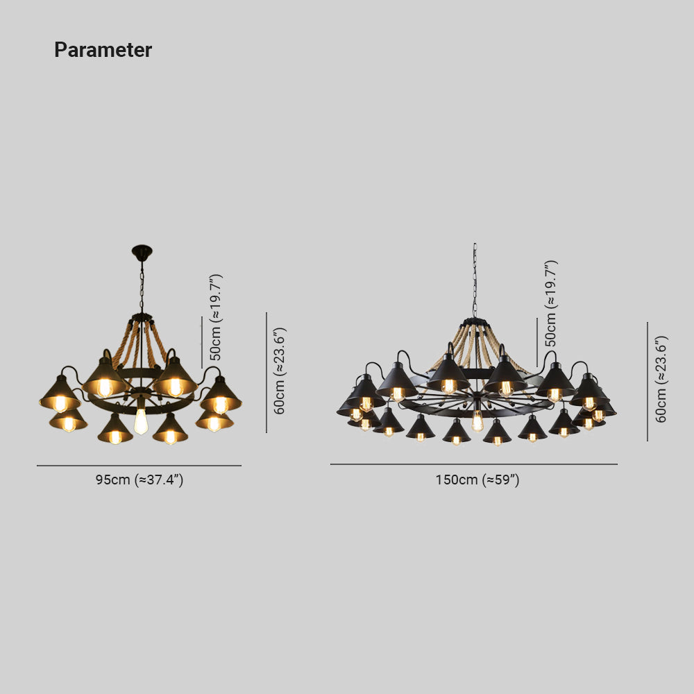 Epoch Vintage Industrial Rope Chandelier Living Room - Neutralighting
