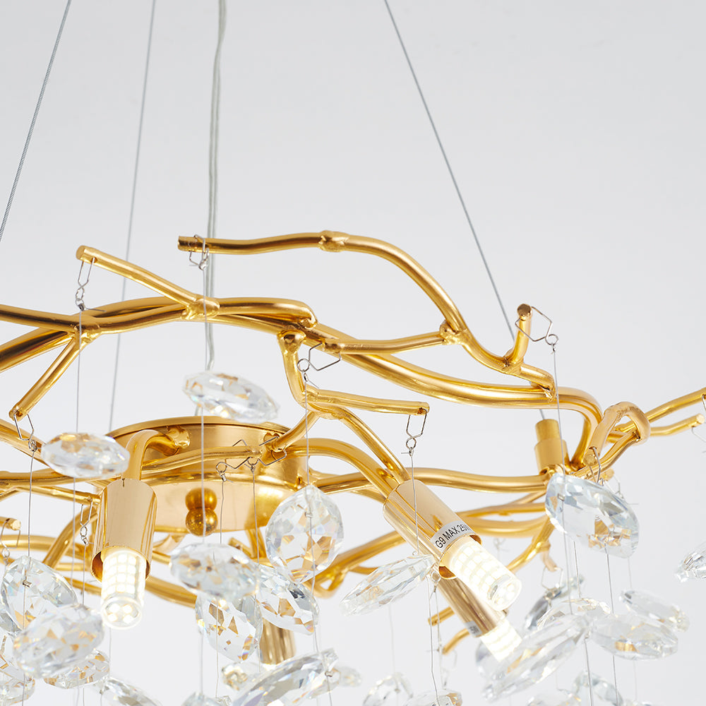 Kristy Contemporary Gold Glass Crystal Chandelier - Neutralighting