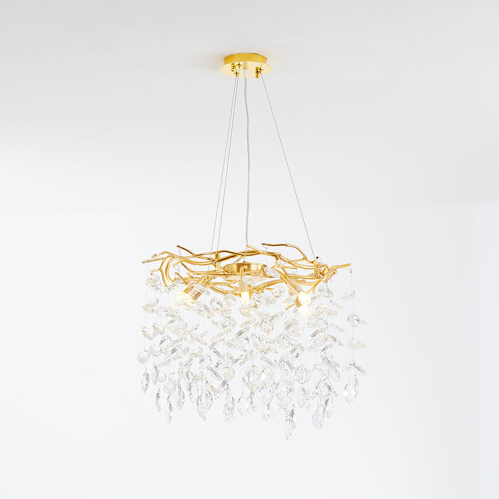 Kristy Contemporary Gold Glass Crystal Chandelier - Neutralighting