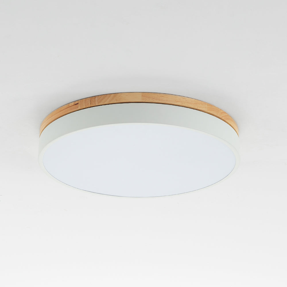 Aria Nordic LED Round Flush Mount Ceiling Light Wood Color - Neutralighting