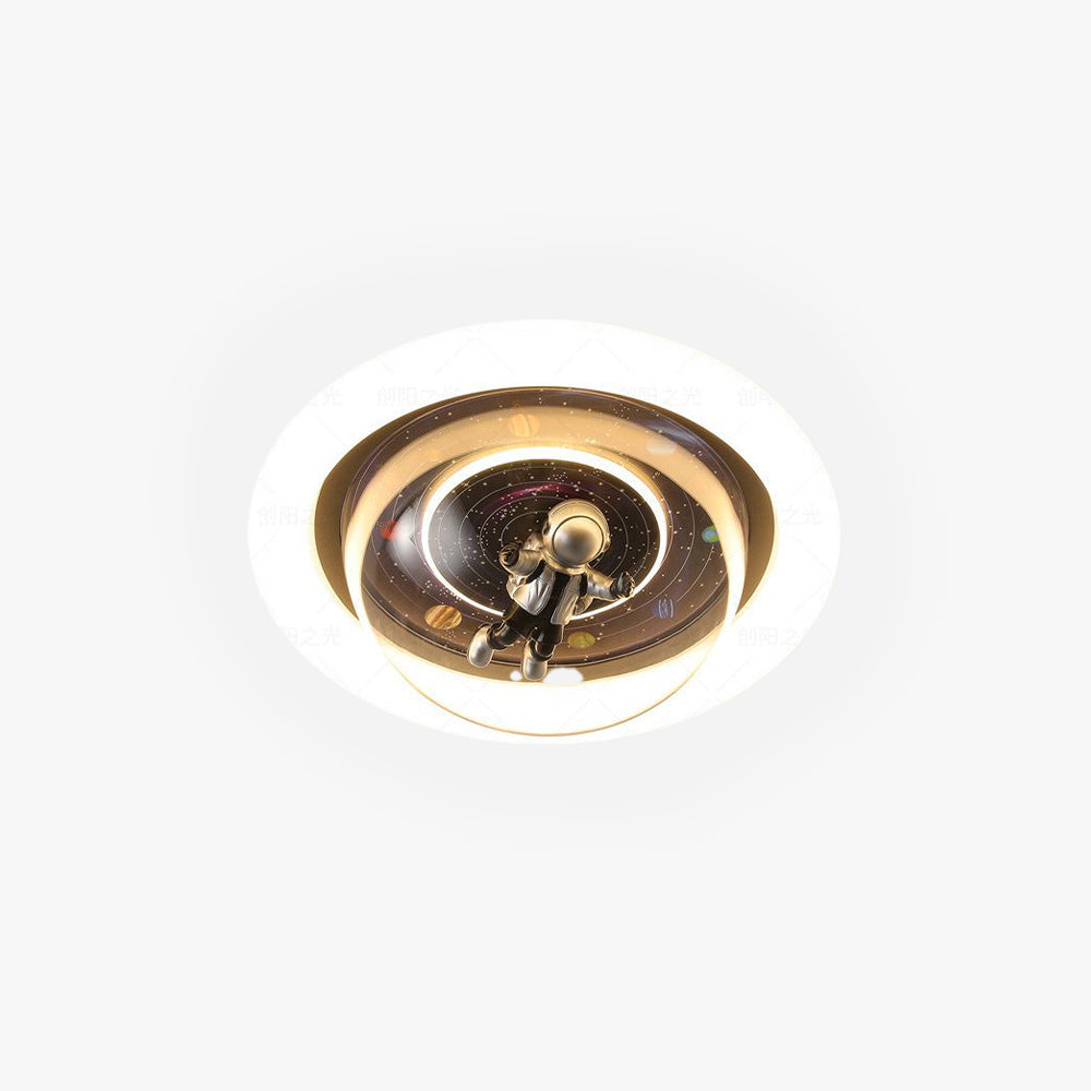Aria Cosmic Astronaut & Galaxy Motif Flush Mount Ceiling Light - Neutralighting
