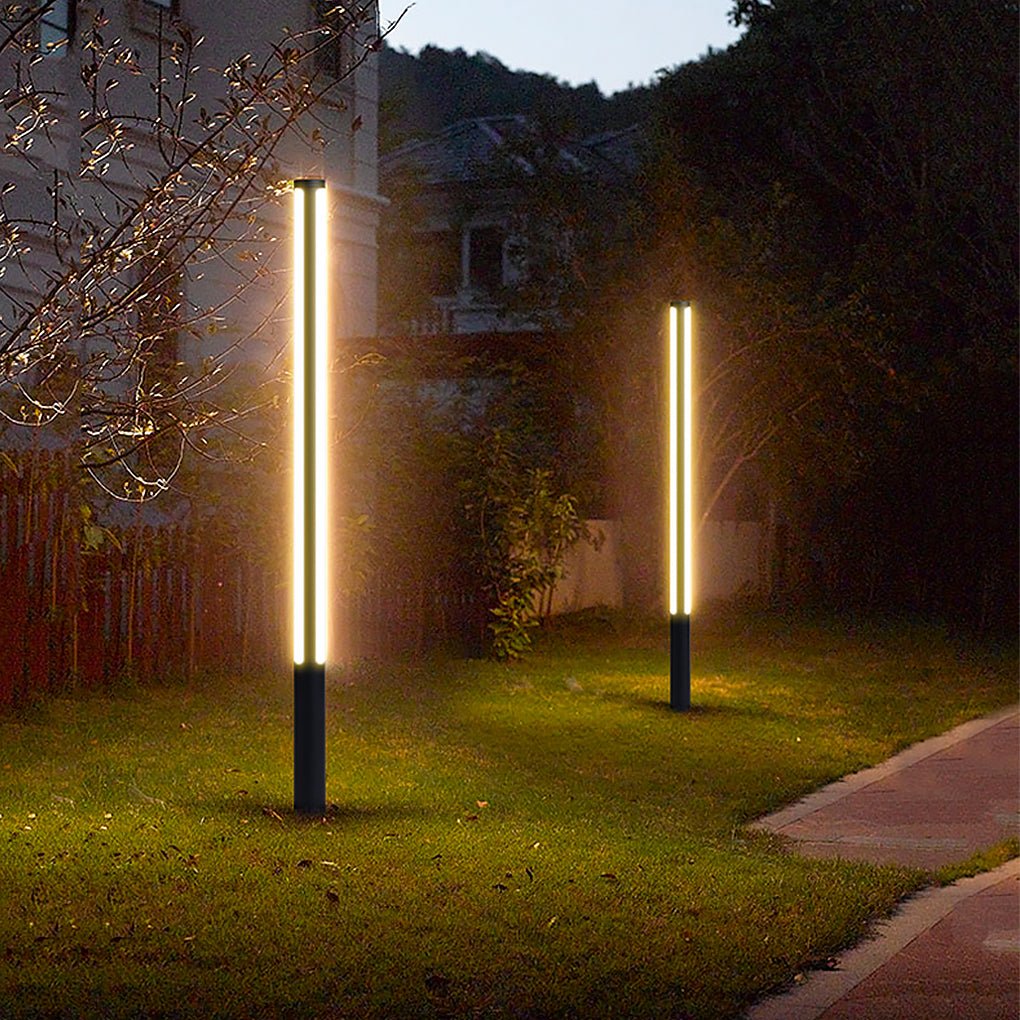 Ray Column Double Light Strip Outdoor Path Light, Black - Neutralighting