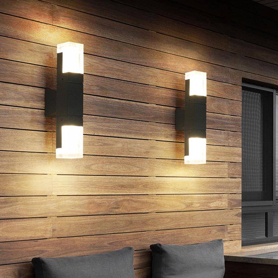 Ray Modern Rectangular Double- Head Metal Outdoor Wall Lamp - Neutralighting
