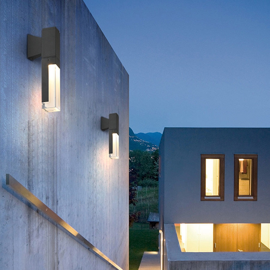 Ray Modern Rectangular Double- Head Metal Outdoor Wall Lamp - Neutralighting