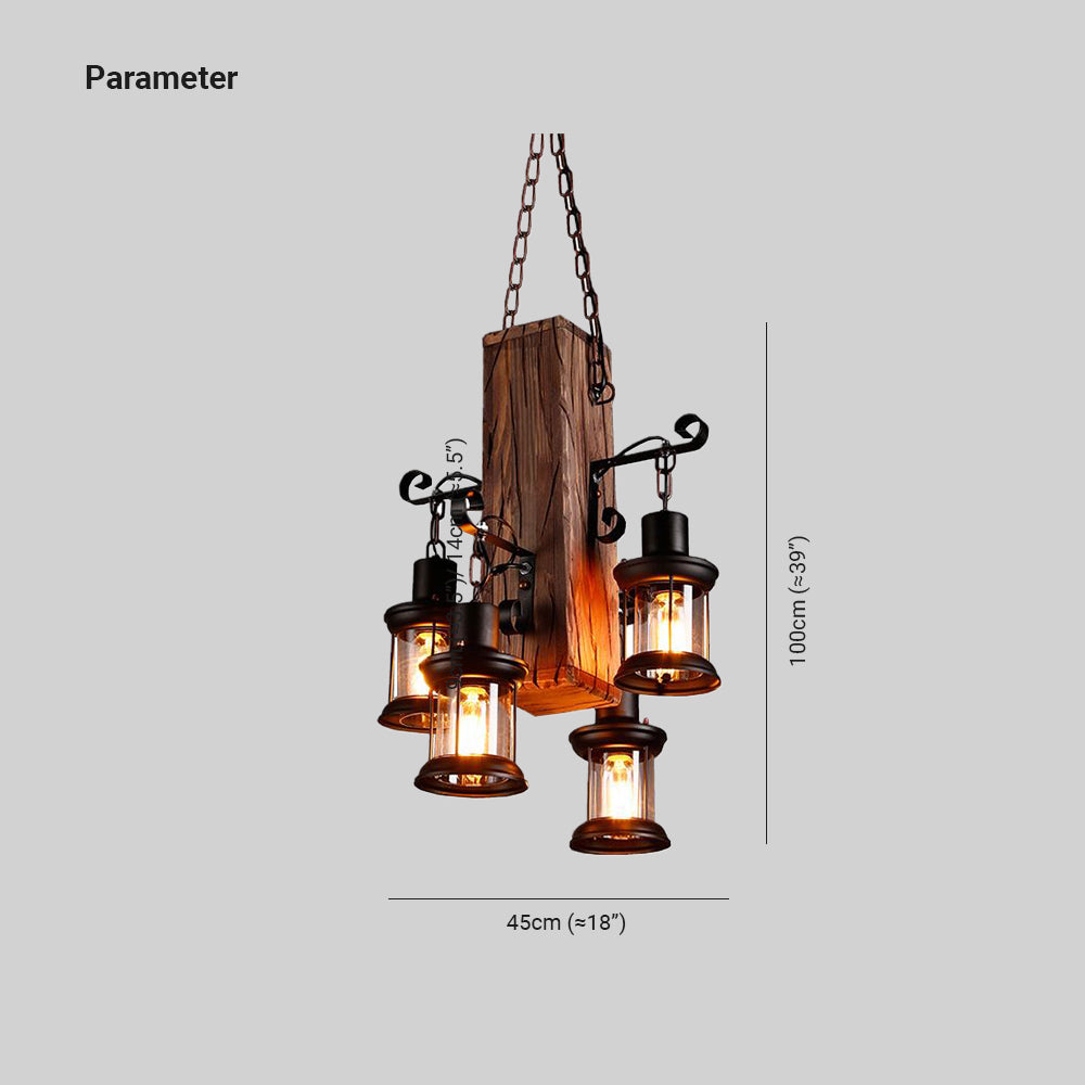Austin Industrial Lantern Wood Pendant Light - Neutralighting