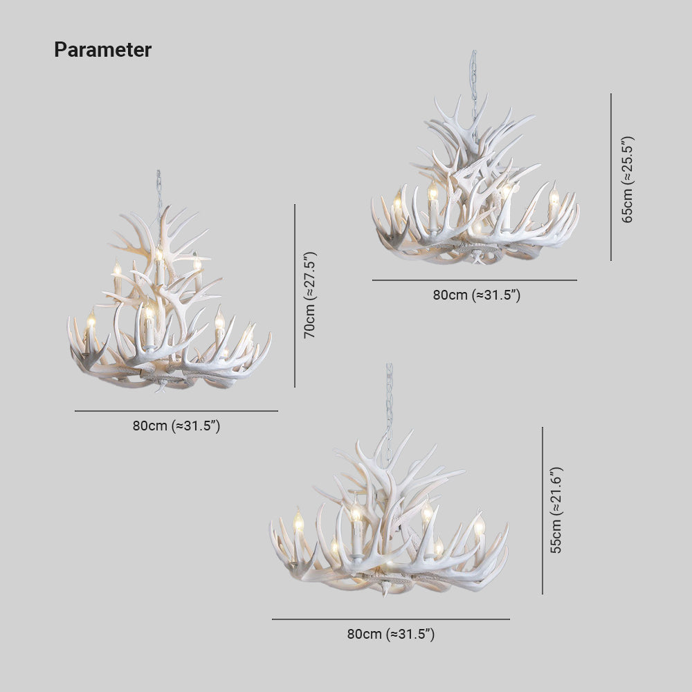 Silva Rustic Antler Metal/Resin Chandelier White Dining Room - Neutralighting