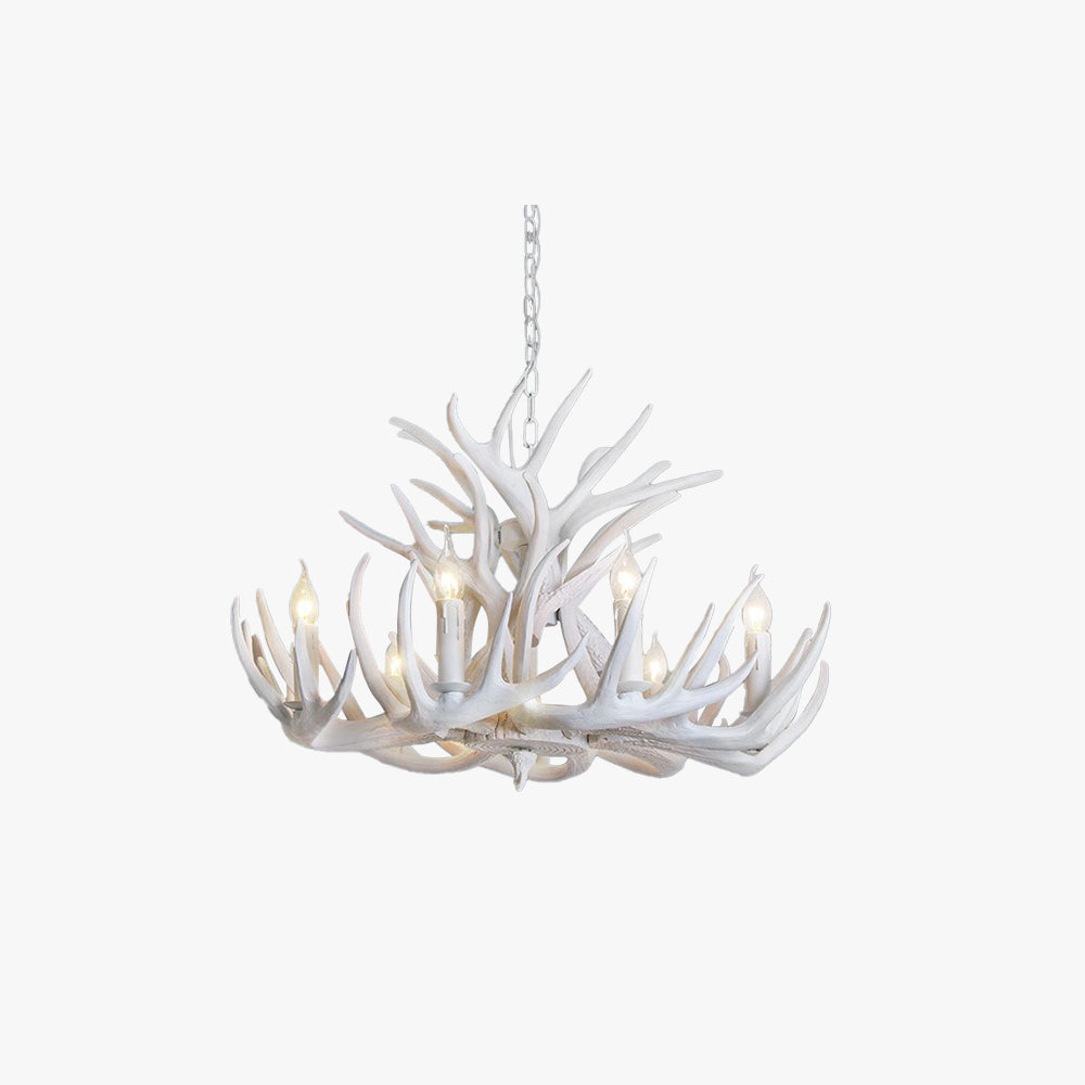 Silva Rustic Antler Metal/Resin Chandelier White Dining Room - Neutralighting
