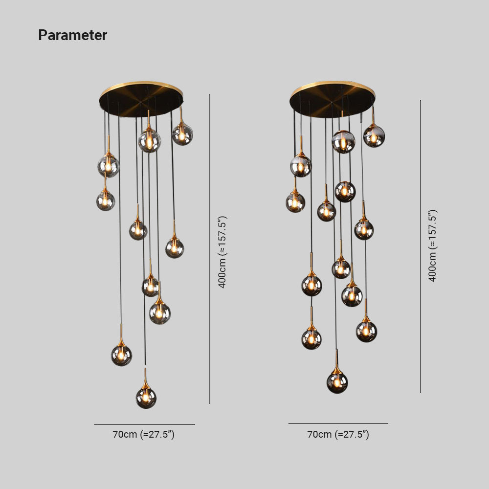 Valentina Modern Spiral Ball Glass Staircase Chandelier - Neutralighting
