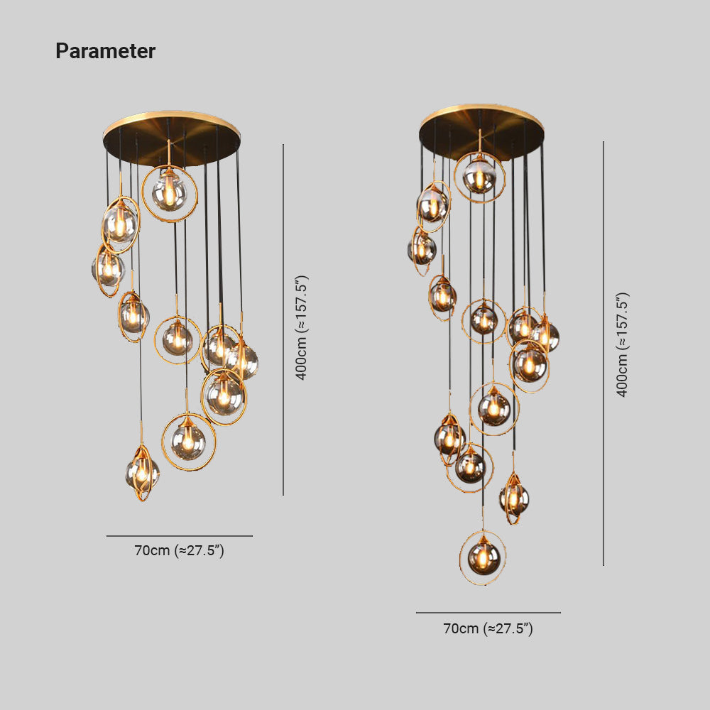 Valentina Modern Spiral Ball Glass Staircase Chandelier - Neutralighting
