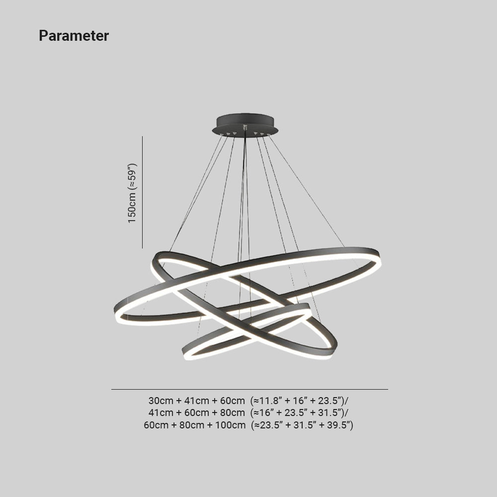Arisha 3-Rings Black Black Modern Pendant Light - Neutralighting