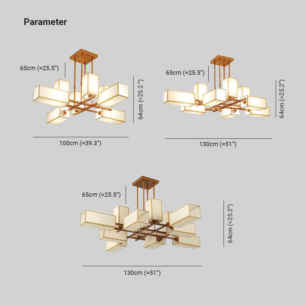 Arisha Pendant Light Square Retro, Metal/Fabric, Black/Gold, Living Room - Neutralighting