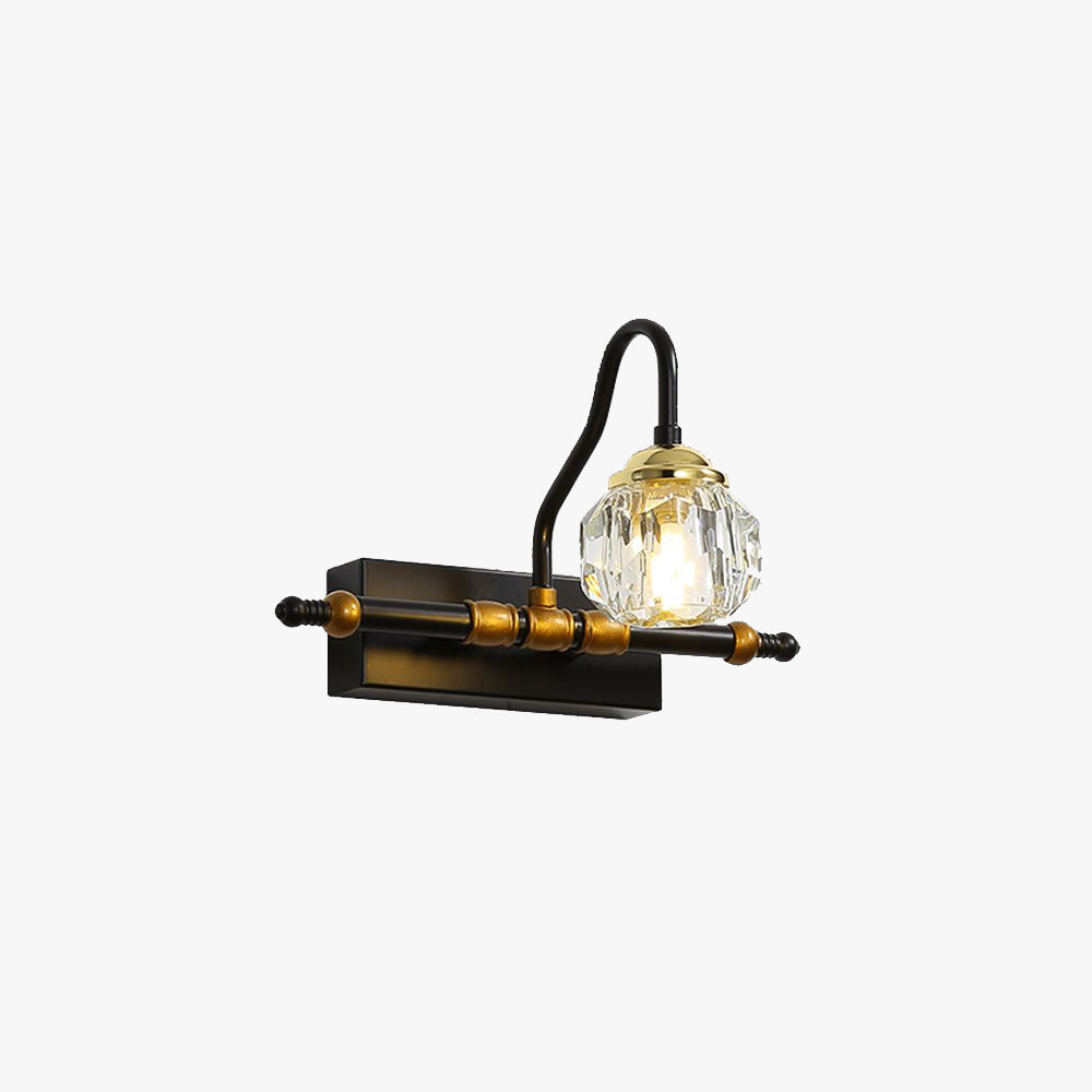 Kristy Vintage Crystal Globe Vanity Wall Lamp, Black, Bathroom - Neutralighting