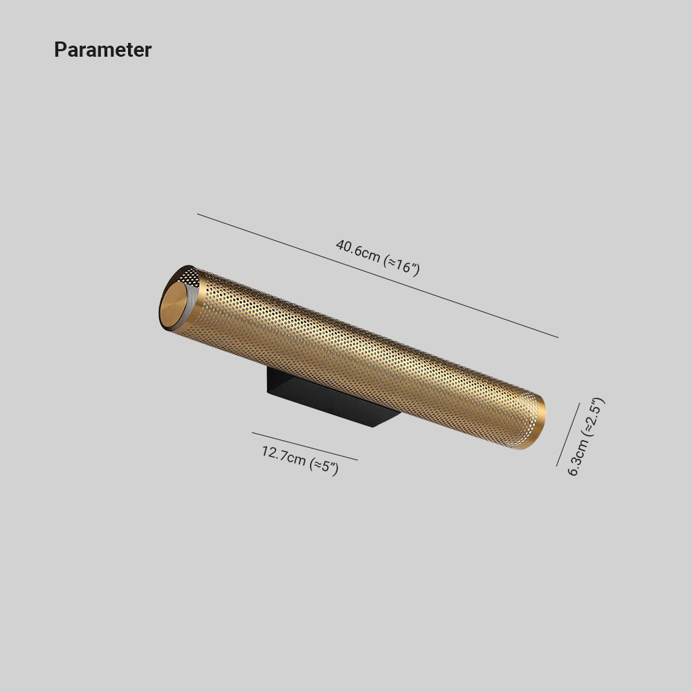 Arisha Modern Geometric Column Metal Vanity Wall Lamp, Brass - Neutralighting
