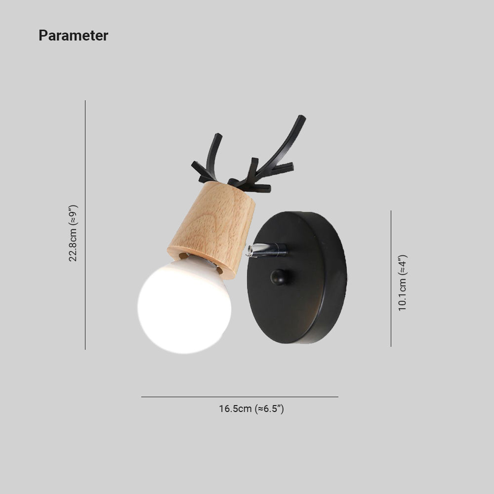 Muto Modern Antler Wood/Glass Wall Lamp, Bedroom/Bathroom - Neutralighting