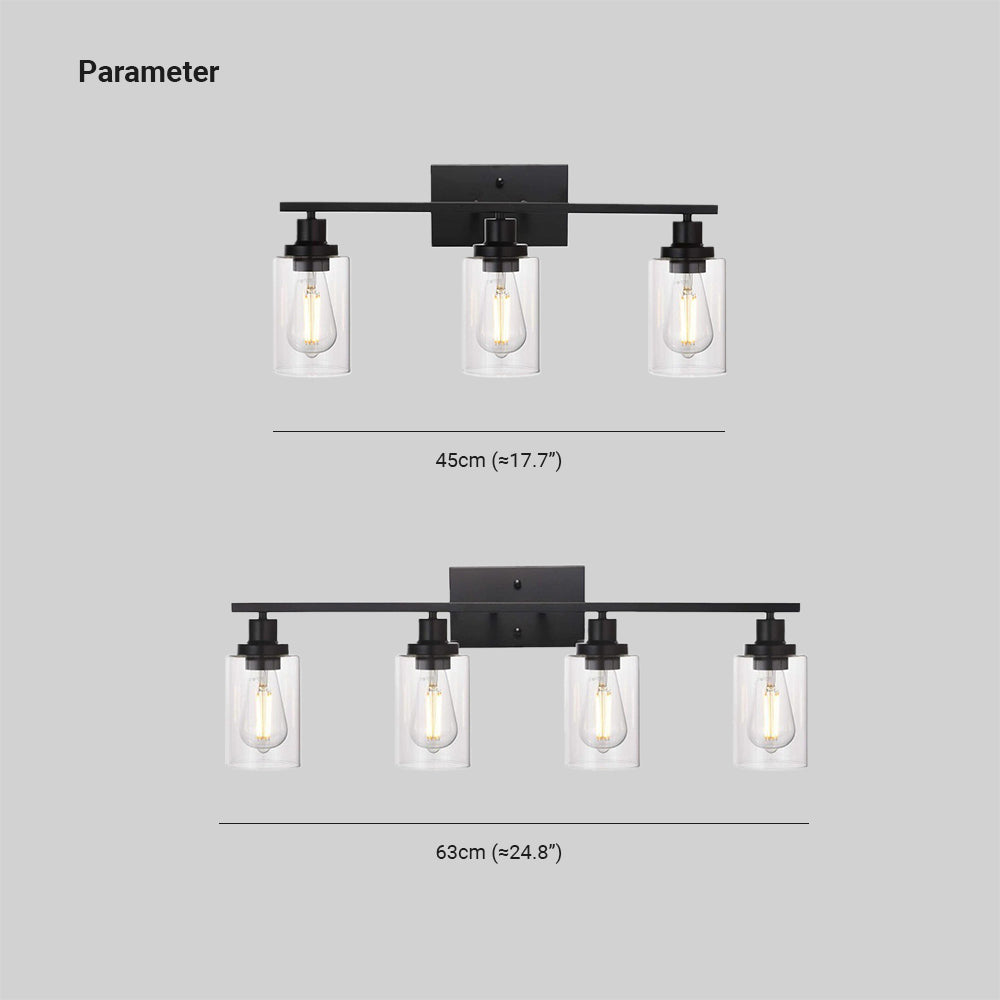 Alessio Industrial Metal/Glass Wall Lamp, Black, Bathroom, Vanity - Neutralighting