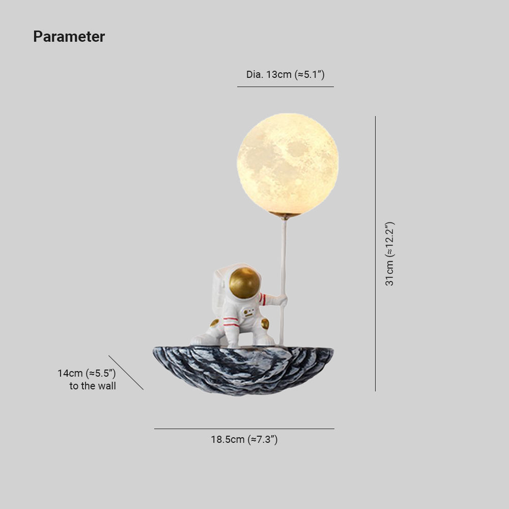 Aria Decorative Astronaut Glass/Acrylic Wall Lamp, White/Blue-White - Neutralighting