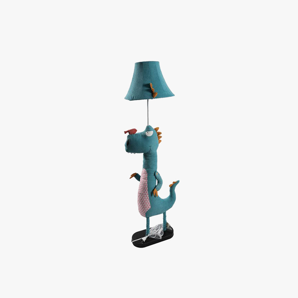 Minori Modern Dinosaur Metal/Fabric Floor Lamp - Neutralighting