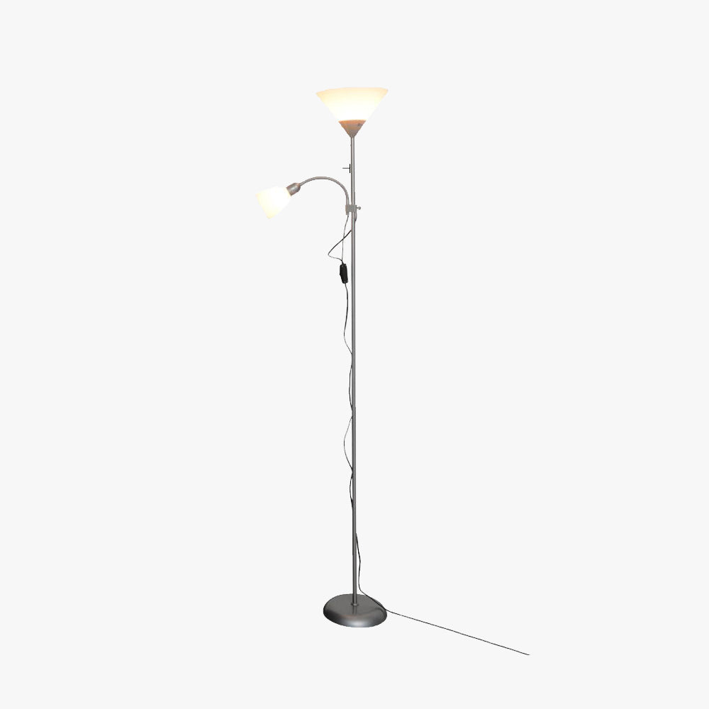Eryn Modern Double Head Metal Acrylic Floor Lamp, Silver - Neutralighting